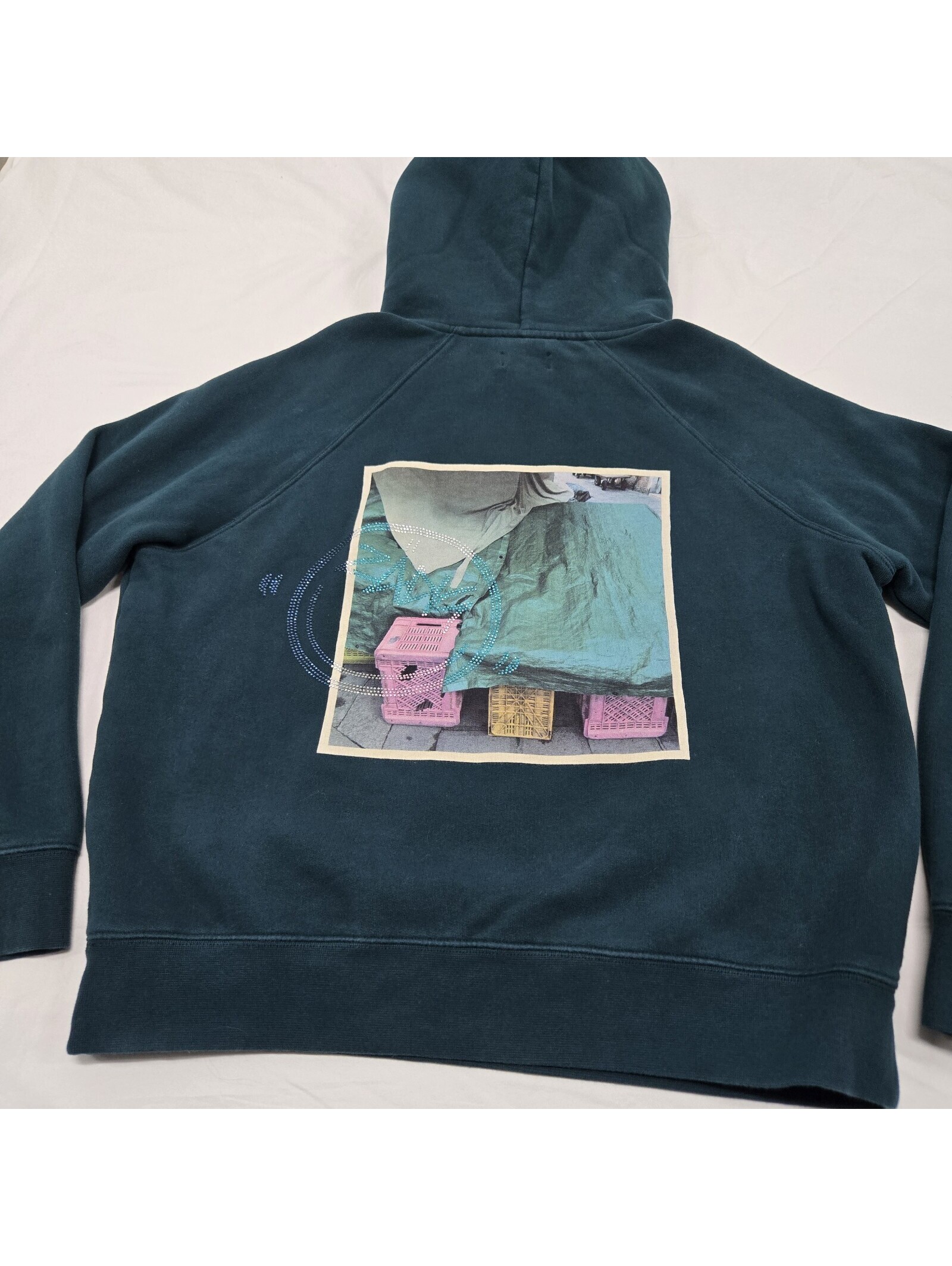 Small Zadig & Voltaire Georgy Photoprint Graphic Rhinestone Hoodie Peacock Green